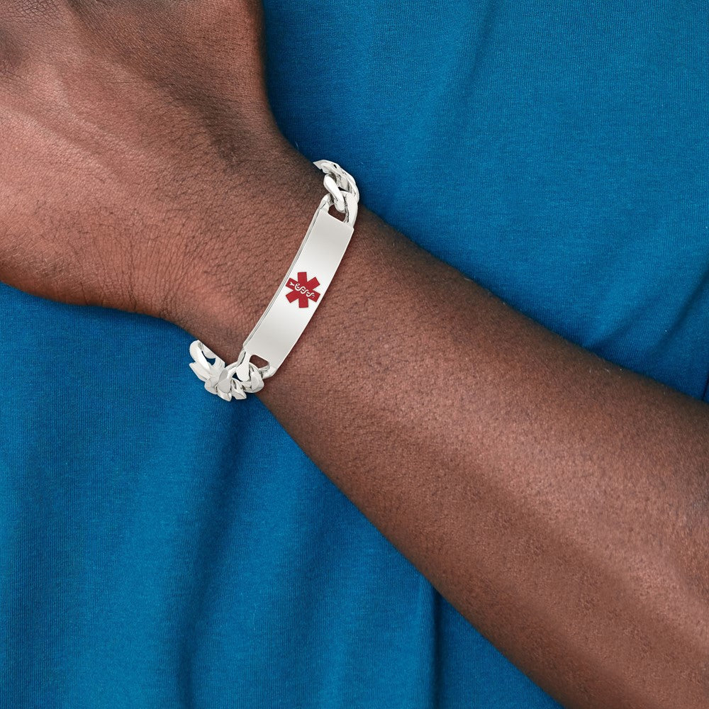 Sterling Silver Polished Medical Figaro Link ID Bracelet