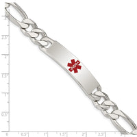 Sterling Silver Polished Medical Figaro Link ID Bracelet