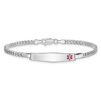 Sterling Silver Rhodium-plated Medical ID Curb Link Bracelet