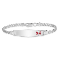 Sterling Silver Rhodium-plated Medical ID Curb Link Bracelet