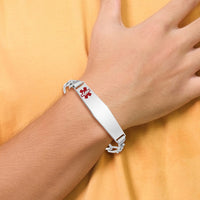 Sterling Silver Rhodium-plated Medical ID Figaro Link Bracelet