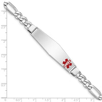 Sterling Silver Rhodium-plated Medical ID Figaro Link Bracelet