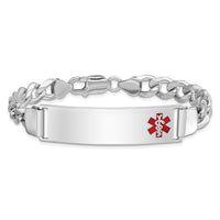 Sterling Silver Rhodium-plated Medical ID Curb Link Bracelet