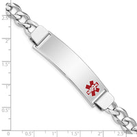 Sterling Silver Rhodium-plated Medical ID Curb Link Bracelet