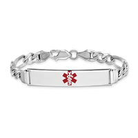 Sterling Silver Rhodium-plated Medical ID Figaro Link Bracelet