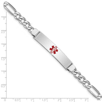 Sterling Silver Rhodium-plated Medical ID Figaro Link Bracelet