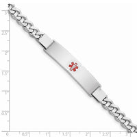 Sterling Silver Rhodium-plated Medical ID Curb Link Bracelet