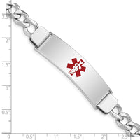 Sterling Silver Rhodium-plated Medical ID Curb Link Bracelet