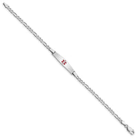 Sterling Silver Rhodium-plated Medical ID Figaro Link Bracelet