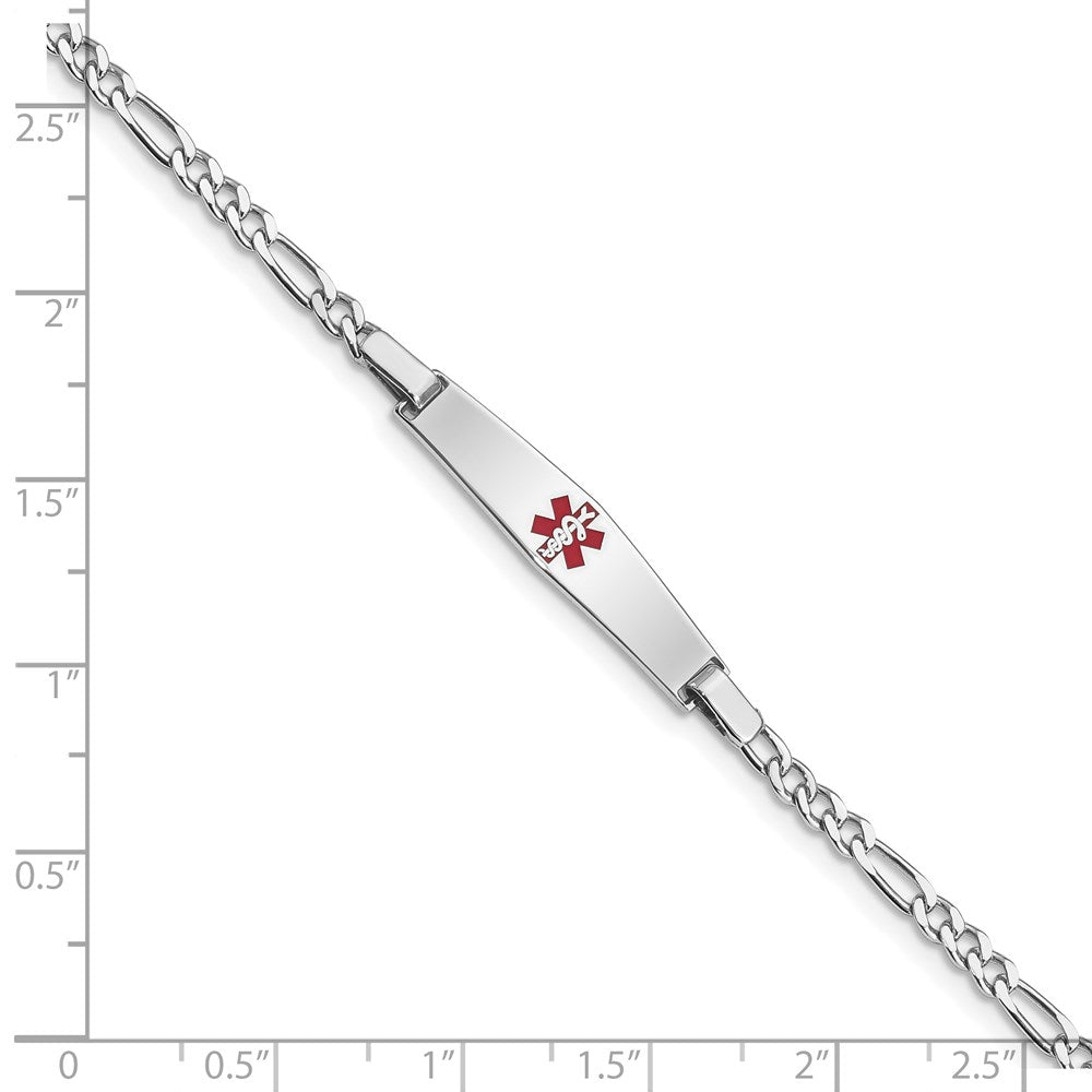 Sterling Silver Rhodium-plated Medical ID Figaro Link Bracelet