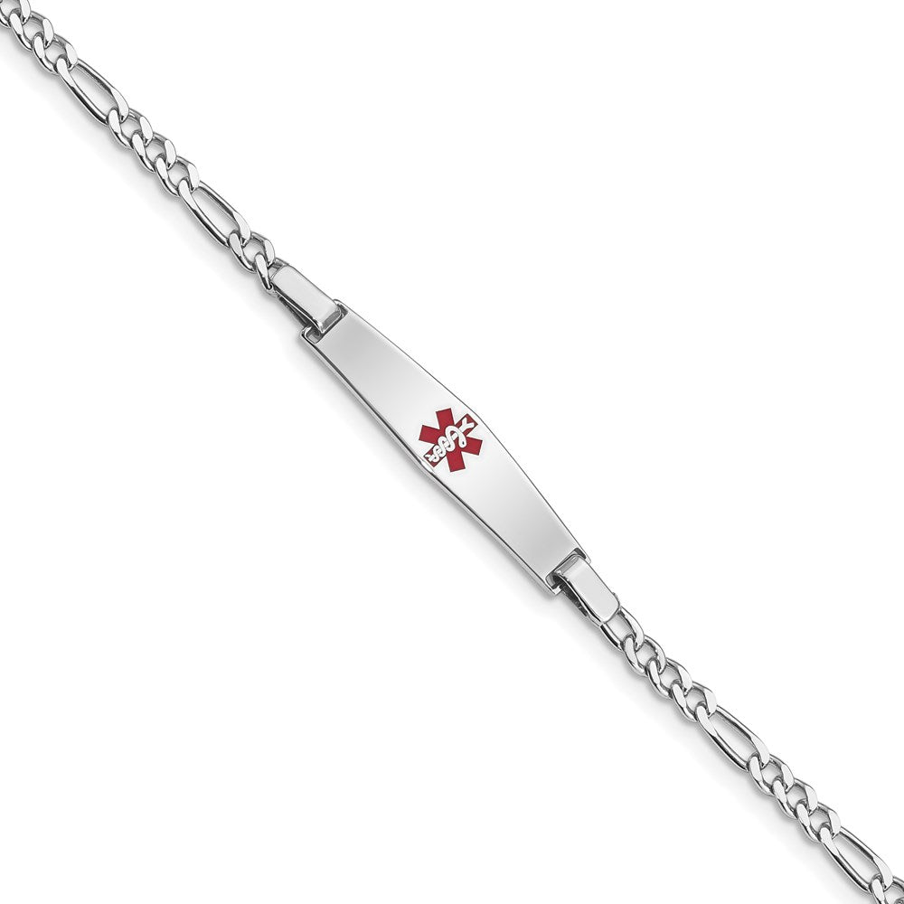 Sterling Silver Rhodium-plated Medical ID Figaro Link Bracelet