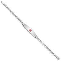 Sterling Silver Rhodium-plated Medical ID Figaro Link Bracelet