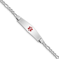Sterling Silver Rhodium-plated Medical ID Figaro Link Bracelet