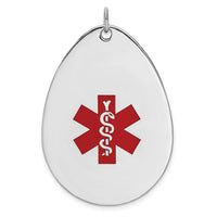 Sterling Silver Rhodium-plated Medical Jewelry Pendant