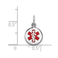 Sterling Silver Rhodium-plated Medical Charm