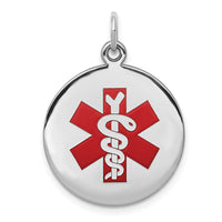 Sterling Silver Rhodium-plated Medical Jewelry Pendant