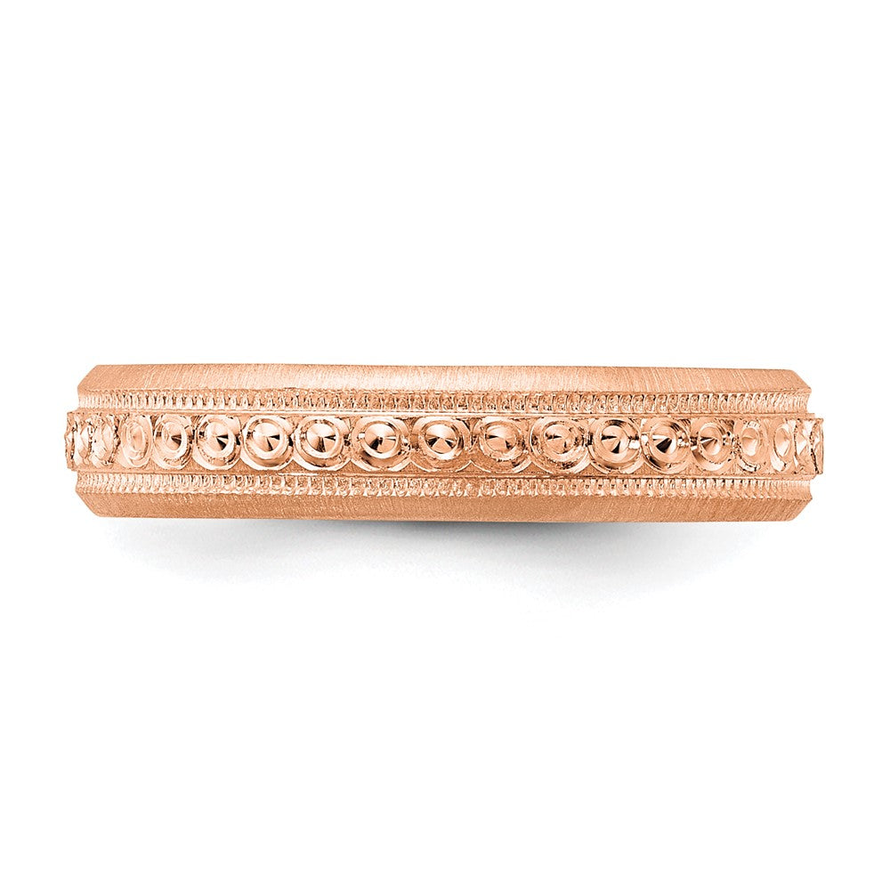 14K Rose Gold 3mm Design Etched Wedding Band