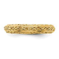14k 3mm Filigree Wedding Band