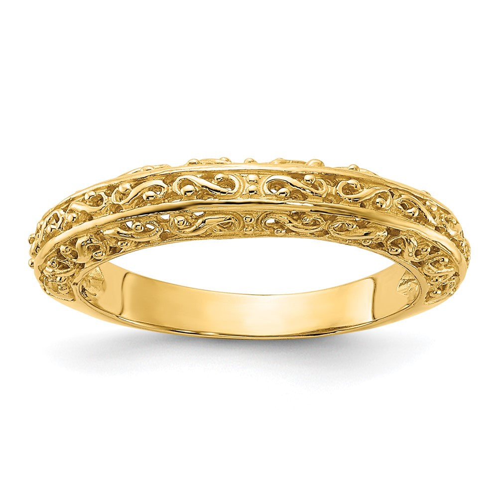 14k 3mm Filigree Wedding Band