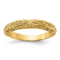 14k 3mm Filigree Wedding Band