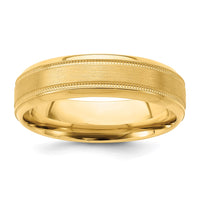 14k Yellow Gold Light Comfort Fit Brush Satin Fancy Band