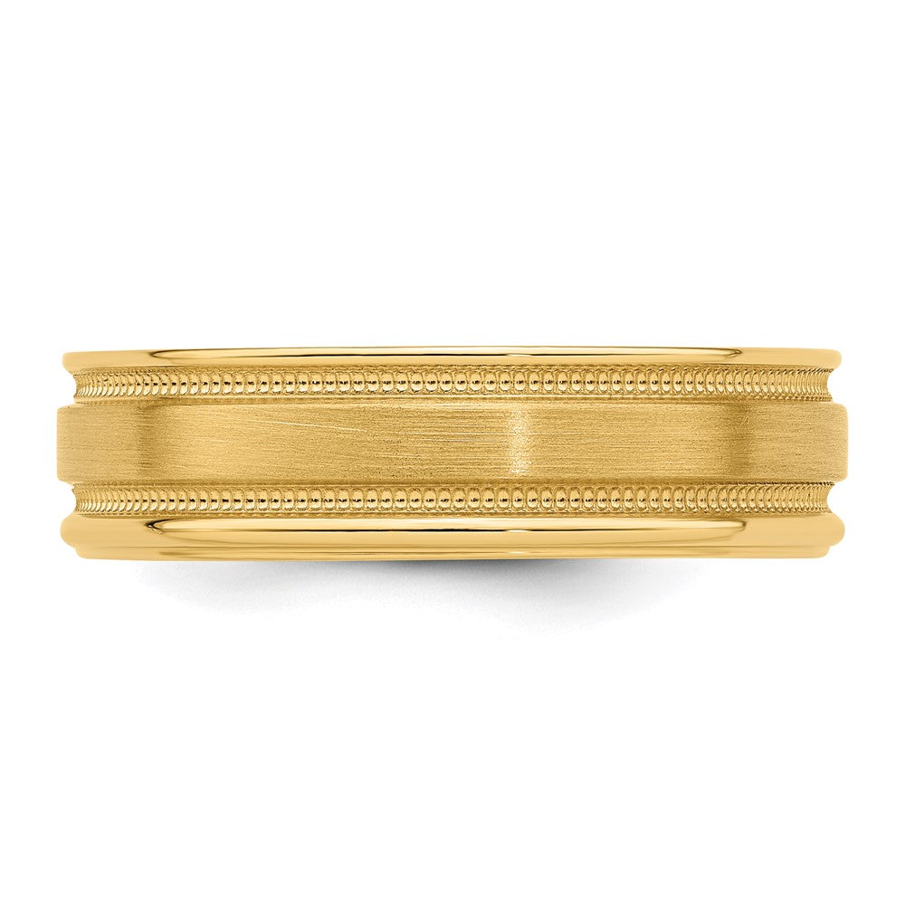 14k Yellow Gold Standard Comfort Fit Brush Satin Fancy Band