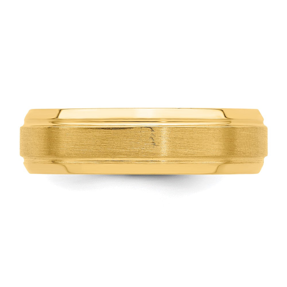 14k Yellow Gold Standard Comfort Fit Brush Satin Fancy Band
