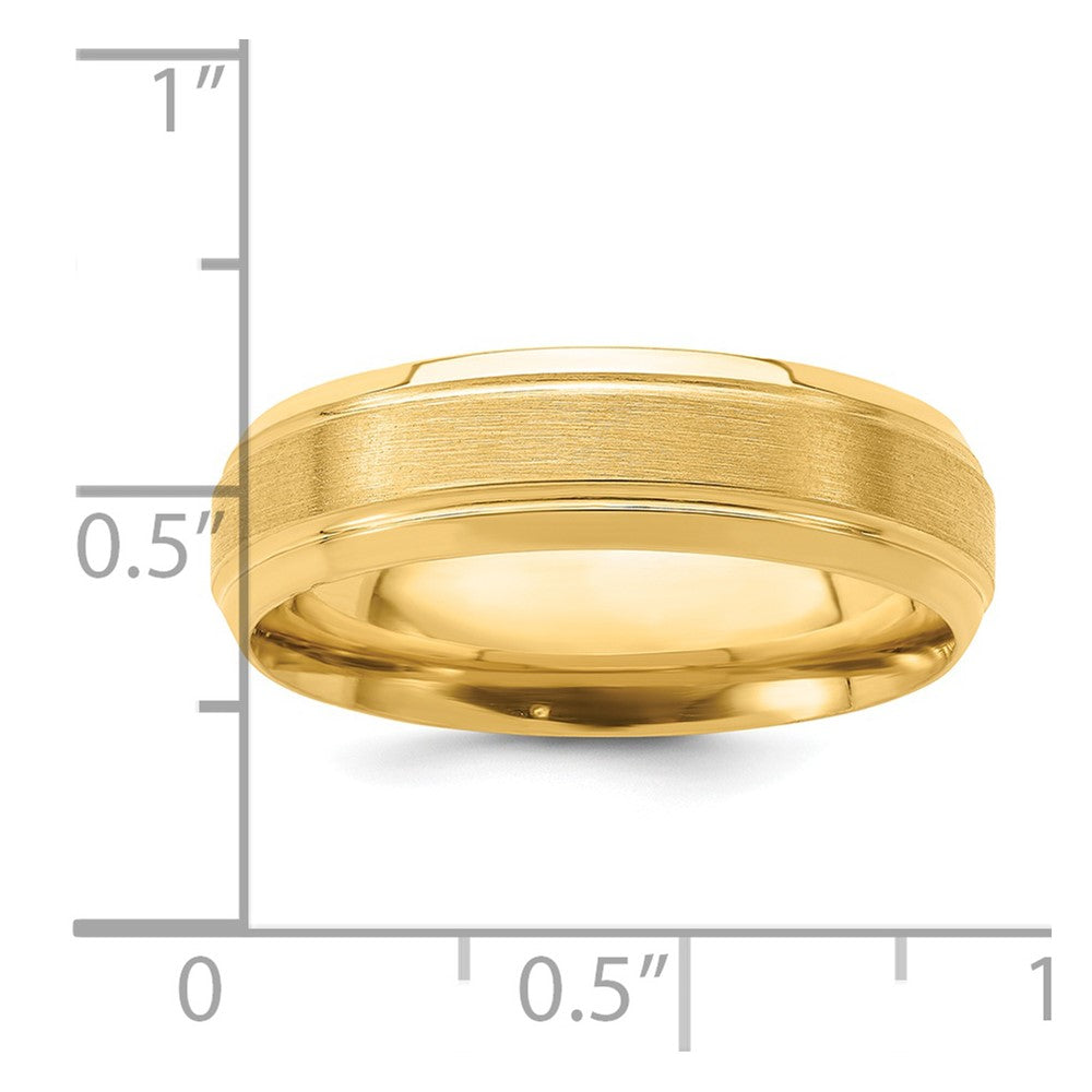 14k Yellow Gold Heavy Comfort Fit Brush Satin Fancy Band