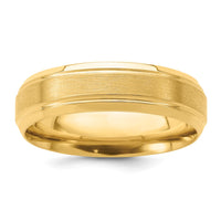 14k Yellow Gold Heavy Comfort Fit Brush Satin Fancy Band