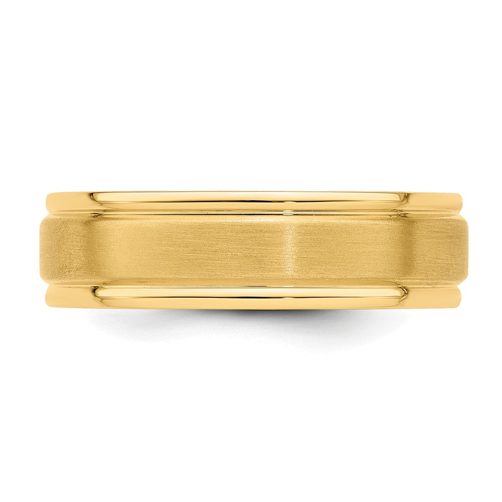 14k Yellow Gold Standard Comfort Fit Brush Satin Fancy Band