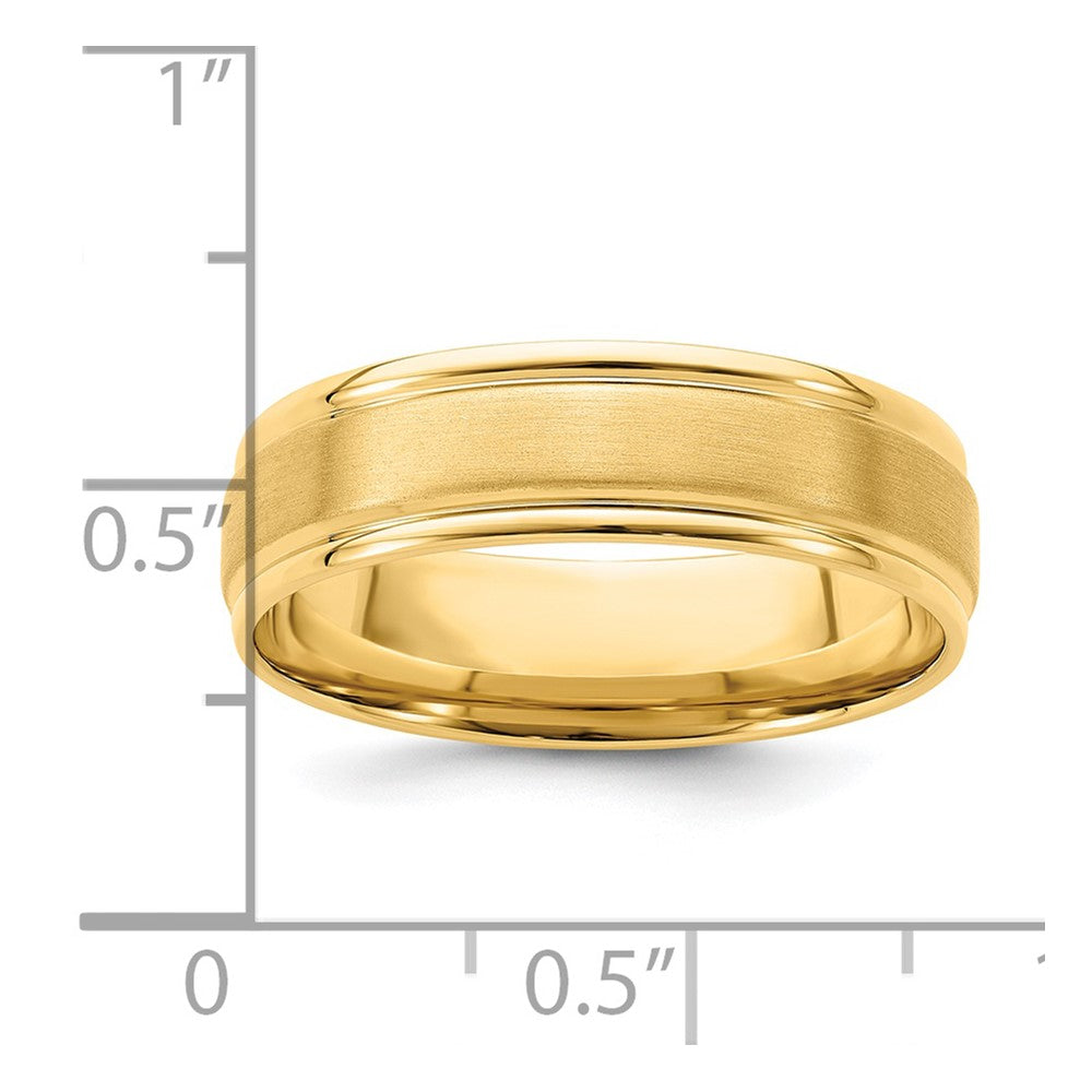 14k Yellow Gold Heavy Comfort Fit Brush Satin Fancy Band