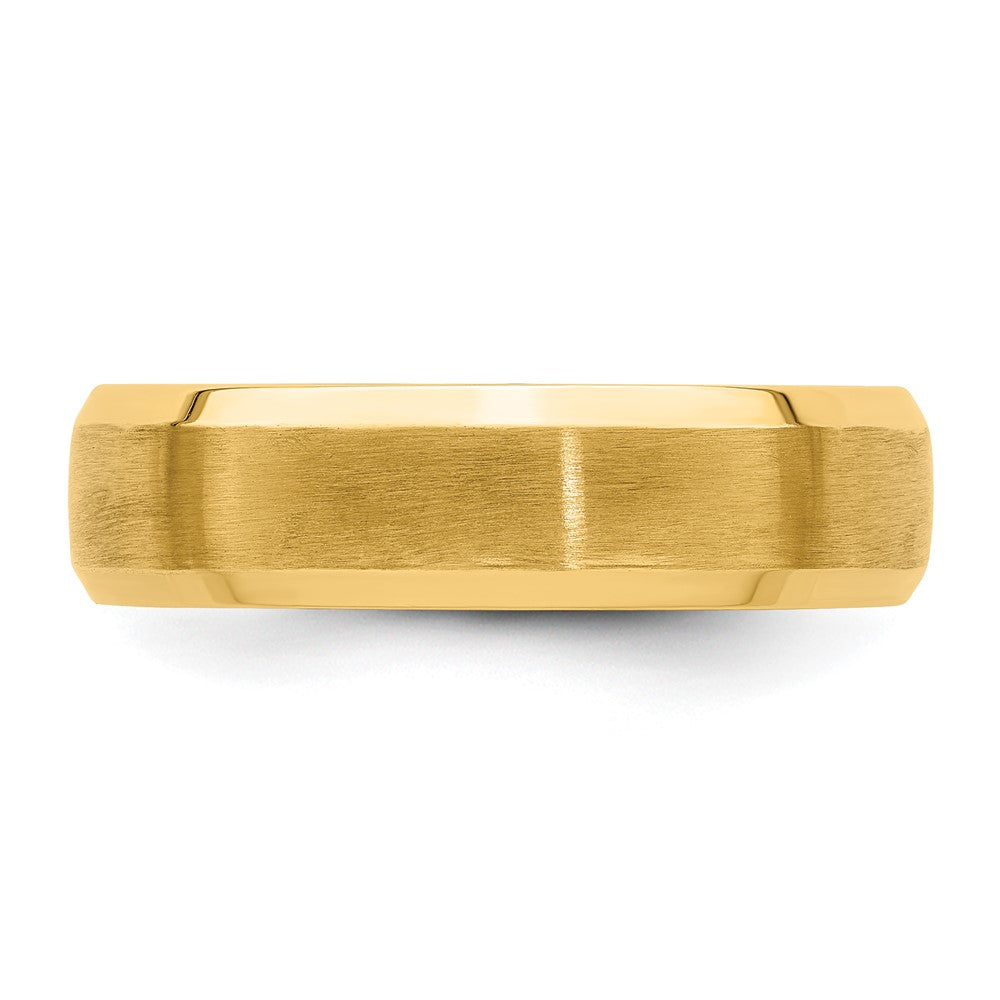 14k Yellow Gold Standard Comfort Fit Brush Satin Fancy Band