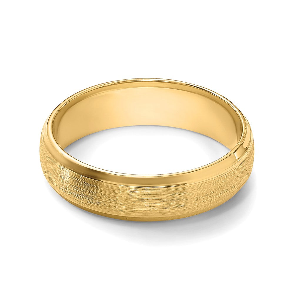 14k Yellow Gold Standard Comfort Fit Brush Satin Fancy Band