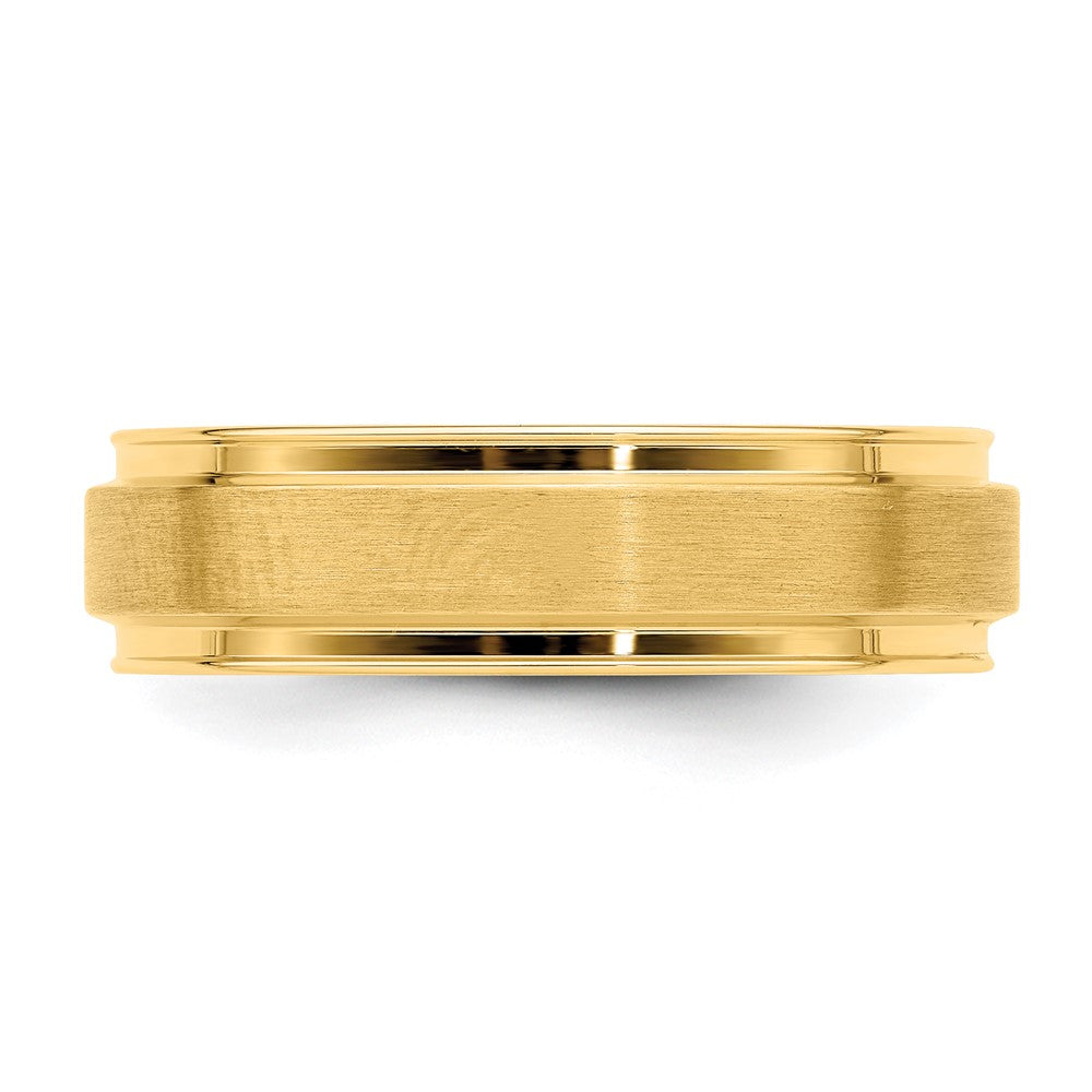 14k Yellow Gold Standard Comfort Fit Brush Satin Fancy Band
