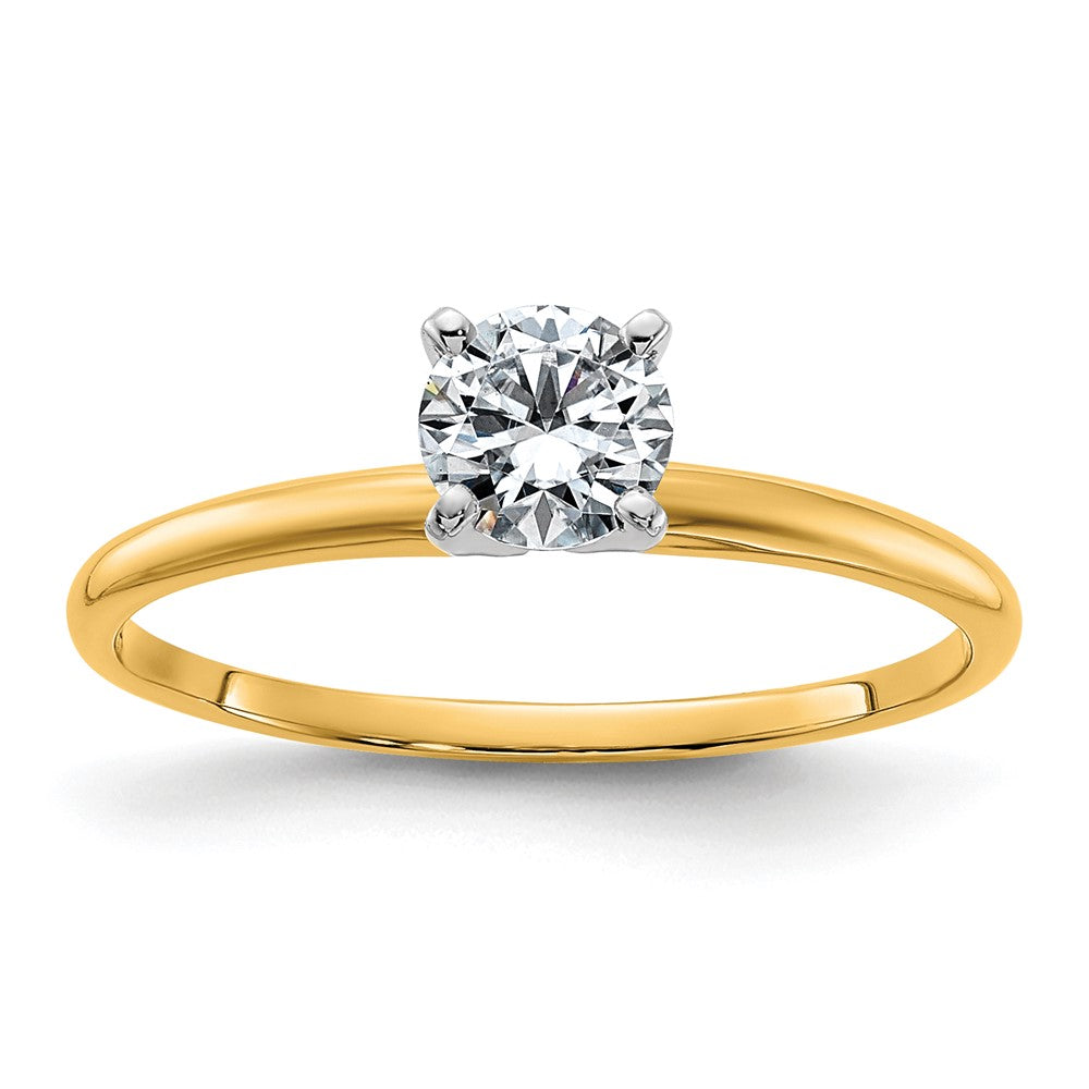 14ktt 1/2ct Cert Lab Grown Diamond VS/SI+ G+ Round Comp Solitaire Eng Ring