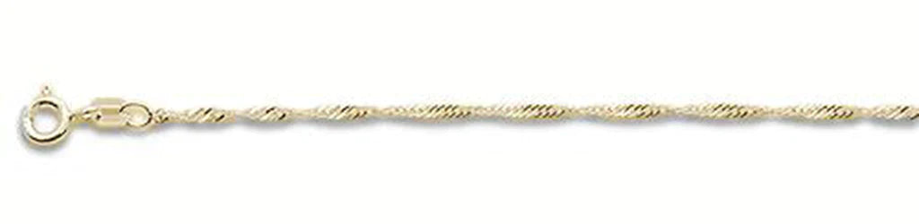 025-1.6MM Yellow Gold Plated Singapore Chain .925 Solid Sterling Silver Available In 16"- 22" Inches ABC Rugs Kilims