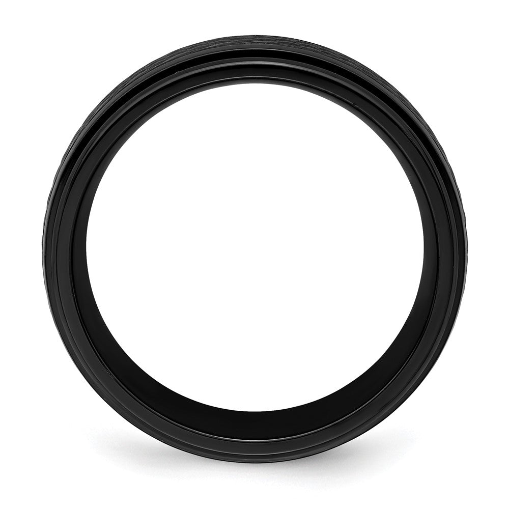 Black Zirconium Polished 8mm Ridged Edge Band