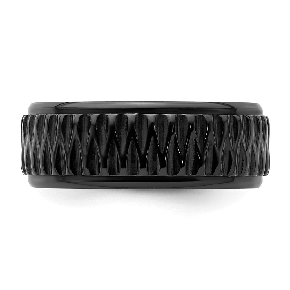 Black Zirconium Polished 8mm Grooved Band
