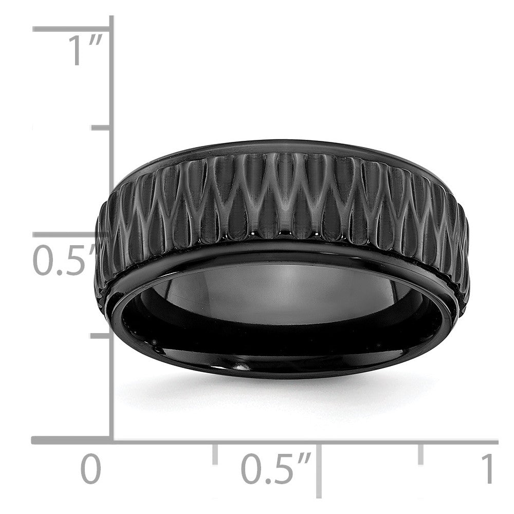 Black Zirconium Polished 8mm Grooved Band