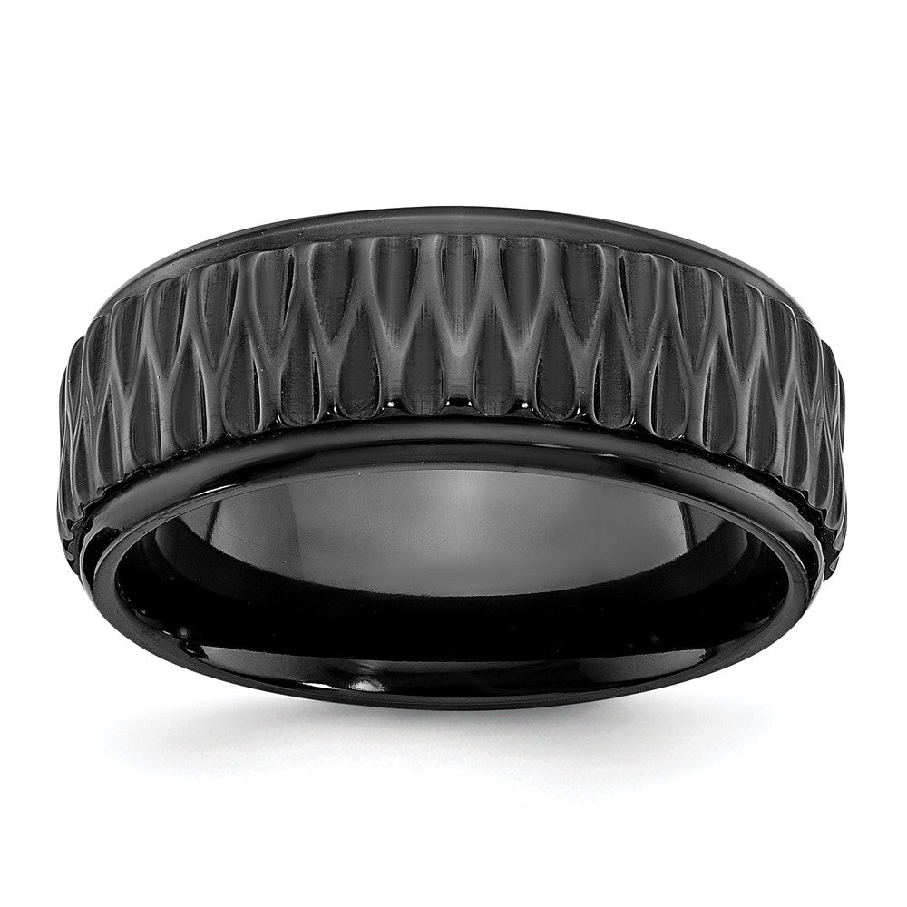 Black Zirconium Polished 8mm Grooved Band