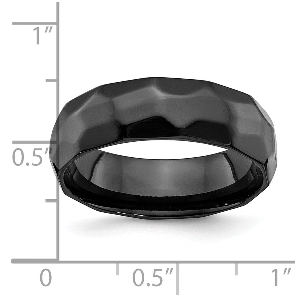 Black Zirconium Polished and Hammered 7mm Band
