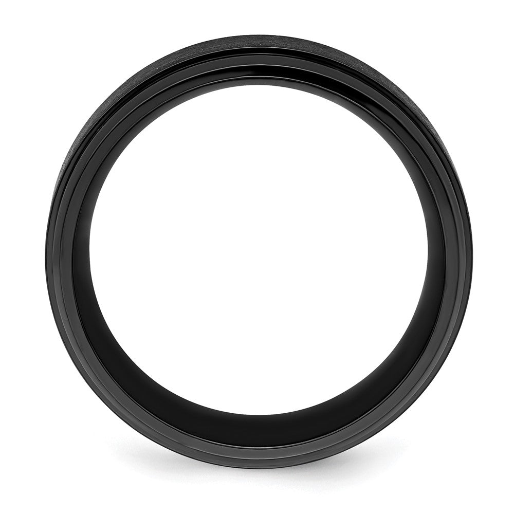 Black Zirconium Polished with Brushed Center 9mm Beveled Edge Band