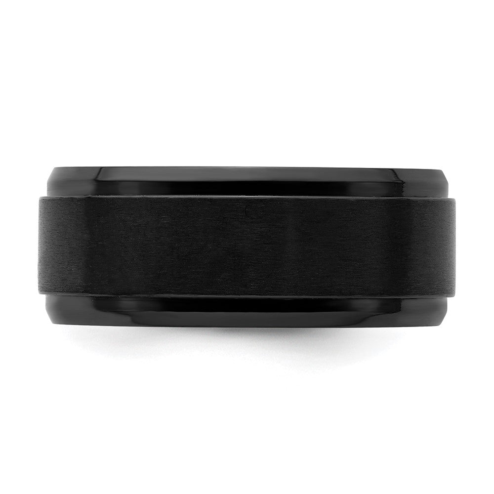 Black Zirconium Polished with Brushed Center 9mm Beveled Edge Band