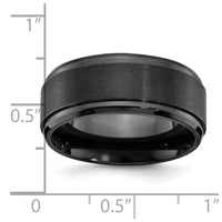 Black Zirconium Polished with Brushed Center 9mm Beveled Edge Band