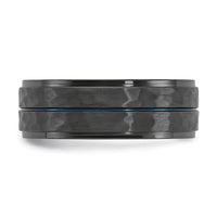Black Zirconium Brushed Polished & Hammered w/Blue IP 8mm Band