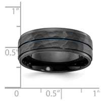Black Zirconium Brushed Polished & Hammered w/Blue IP 8mm Band