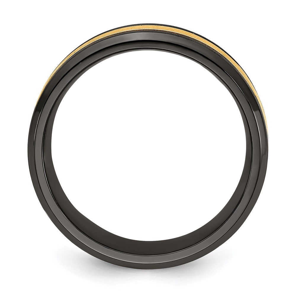 Black Zirconium Brushed & Polished w/Yellow IP-plated Center 8mm Band