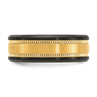 Black Zirconium Brushed & Polished w/Yellow IP-plated Center 8mm Band