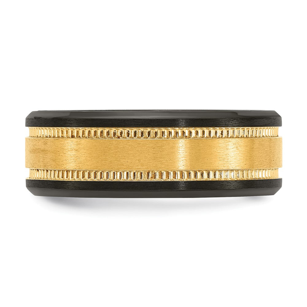 Black Zirconium Brushed & Polished w/Yellow IP-plated Center 8mm Band