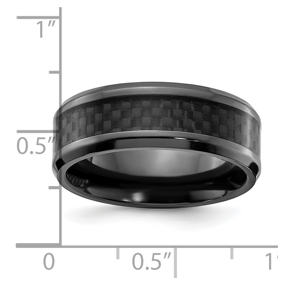 Black Zirconium Polished w/Black Carbon Fiber Inlay 8mm Band